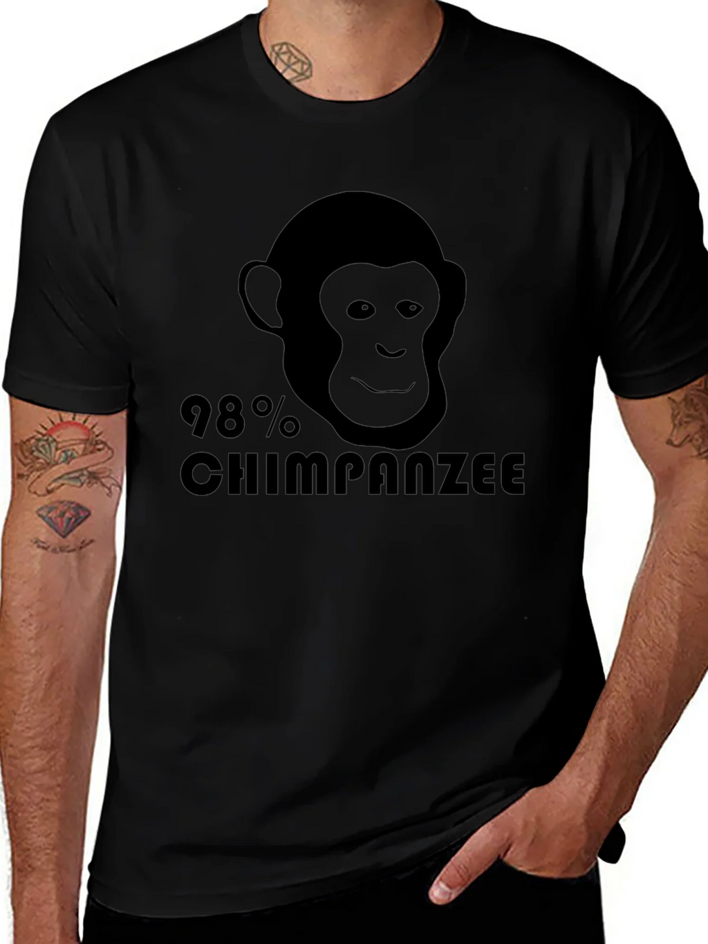 98% Chimpanzee Black Graphic Tee - Novelty T-Shirt product image 1