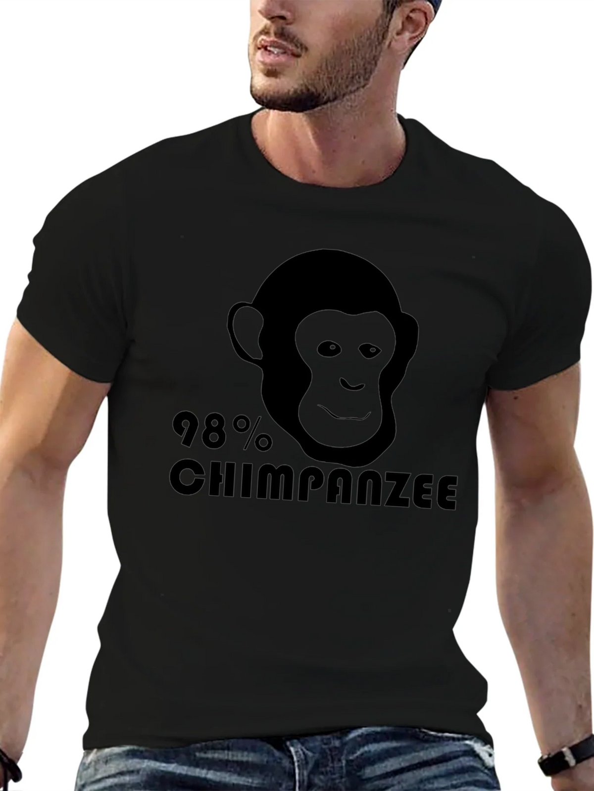 98% Chimpanzee Black Graphic Tee - Novelty T-Shirt product image 6